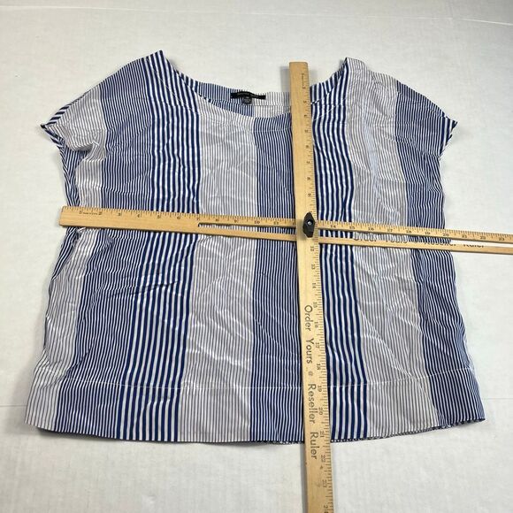 Lauren Gold Silk Blouse Striped Nautical Lightweight Top Short Sleeve Shirt S - Picture 5 of 10